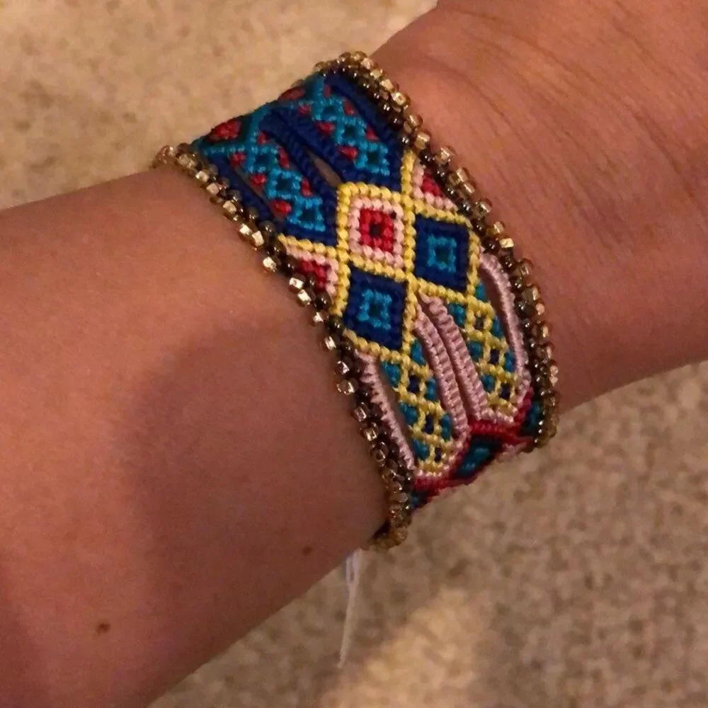 Handmade Woven & bead magnetic bracelet